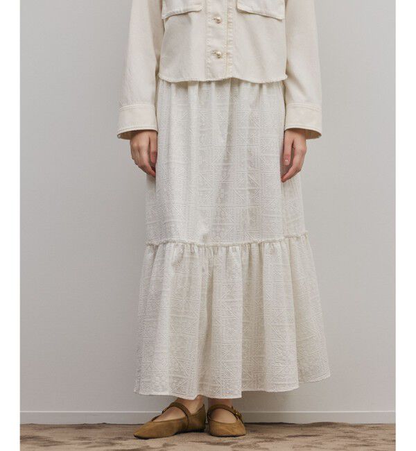 GRACE CONTINENTAL「ティアードエンブロイダリースカート」|スカート|ホワイト