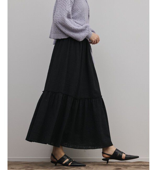 GRACE CONTINENTAL「ティアードエンブロイダリースカート」|スカート|ブラック