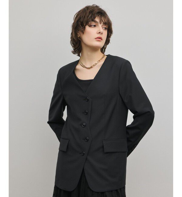 Diagram「デザインフロントジャケット」|ノーカラージャケット|ブラック