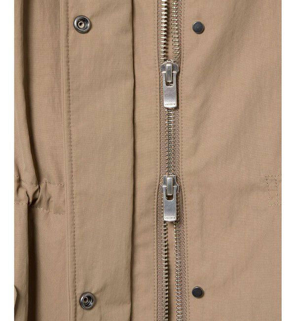 LACOSTE「フード脱着可 撥水ナイロン スタンドカラー ミリタリーコート / ロングコート」|ステンカラーコート|