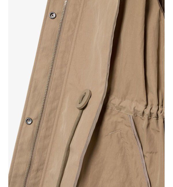 LACOSTE「フード脱着可 撥水ナイロン スタンドカラー ミリタリーコート / ロングコート」|ステンカラーコート|