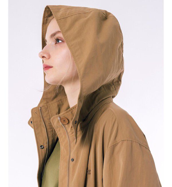 LACOSTE「フード脱着可 撥水ナイロン スタンドカラー ミリタリーコート / ロングコート」|ステンカラーコート|