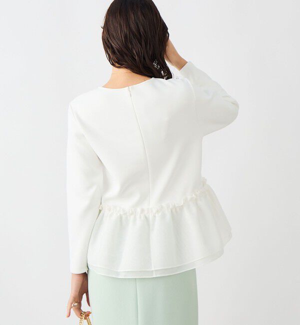 NOLLEY'S sophi「《セットアップ対応》ウォッシャブルダンボール&times;オーガンジーペプラムプルオーバー」|Tシャツ・カットソー|