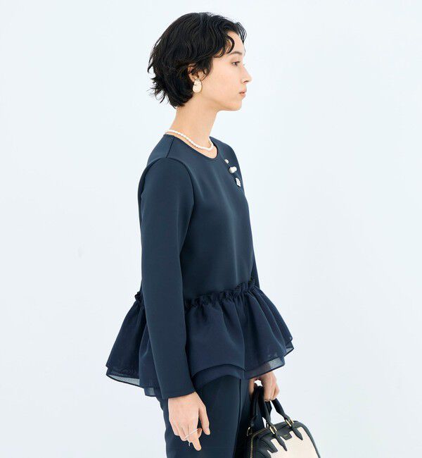 NOLLEY'S sophi「《セットアップ対応》ウォッシャブルダンボール&times;オーガンジーペプラムプルオーバー」|Tシャツ・カットソー|