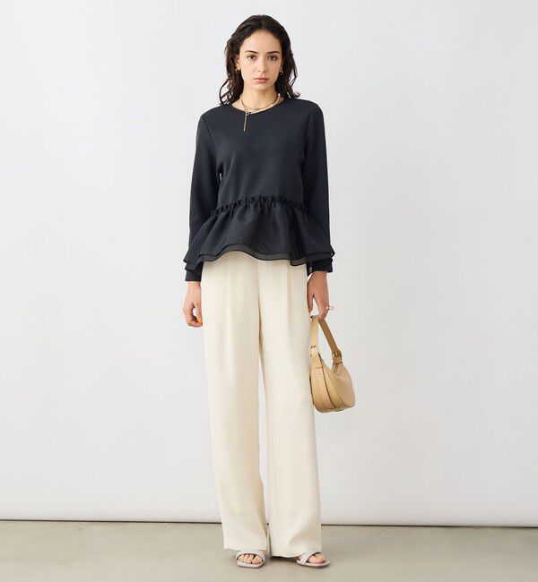 NOLLEY'S sophi「《セットアップ対応》ウォッシャブルダンボール&times;オーガンジーペプラムプルオーバー」|Tシャツ・カットソー|