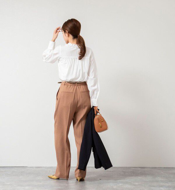 NOLLEY'S「ウォッシャブルフロントフリルVネックブラウス」|シャツ・ブラウス|