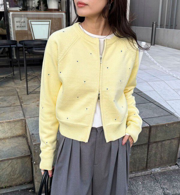 fredy emue「ハンド刺しゅうハートZIPカーディガン」|カーディガン|