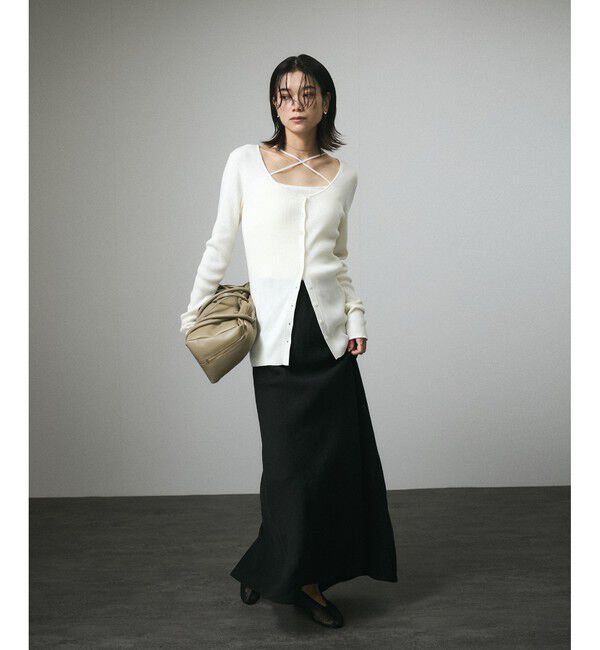 SALON adam et rope'「【セットアップ対応】キュプラコットンリブクロスキャミソール」|キャミソール|