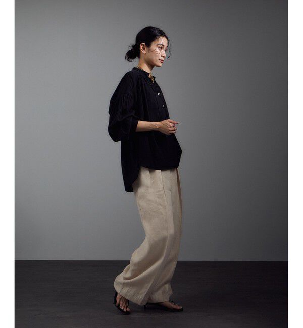 SALON adam et rope'「リネンツイルタックパンツ」|スラックス|