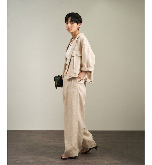 SALON adam et rope'「リネンツイルタックパンツ」|スラックス|