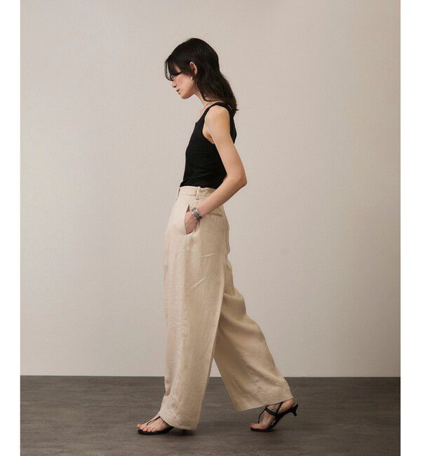 SALON adam et rope'「リネンツイルタックパンツ」|スラックス|