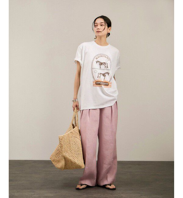 SALON adam et rope'「リネンツイルタックパンツ」|スラックス|