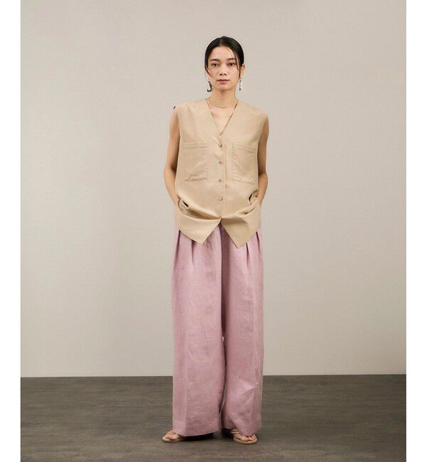 SALON adam et rope'「リネンツイルタックパンツ」|スラックス|