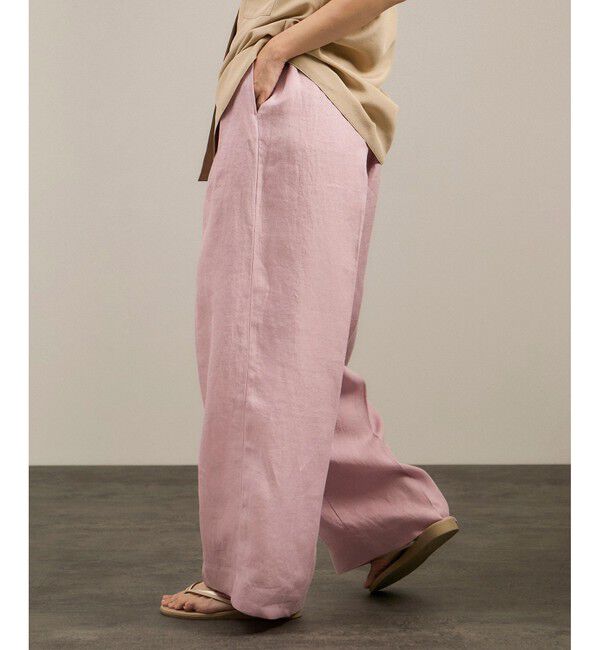 SALON adam et rope'「リネンツイルタックパンツ」|スラックス|ピンク(63)