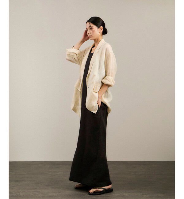 SALON adam et rope'「リネンツイルスクエアーネックジャンパースカート」|ワンピース|