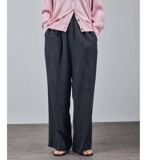 SALON adam et rope'「[25AW]GENTLE SILK パンツ / セットアップ対応・洗える」|チノ|ブラック(01)