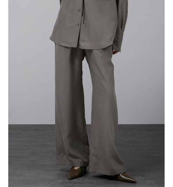 SALON adam et rope'「[25AW]GENTLE SILK パンツ / セットアップ対応・洗える」|チノ|ブラウン系(23)