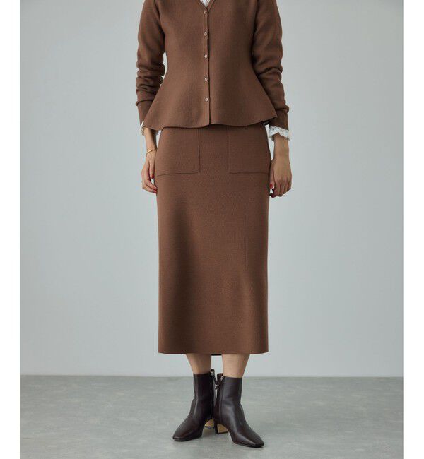 ROPE「[美人スカート]ウール混ニットポケット付きタイトスカート/イージーケア・セットアップ対応」|スカート|