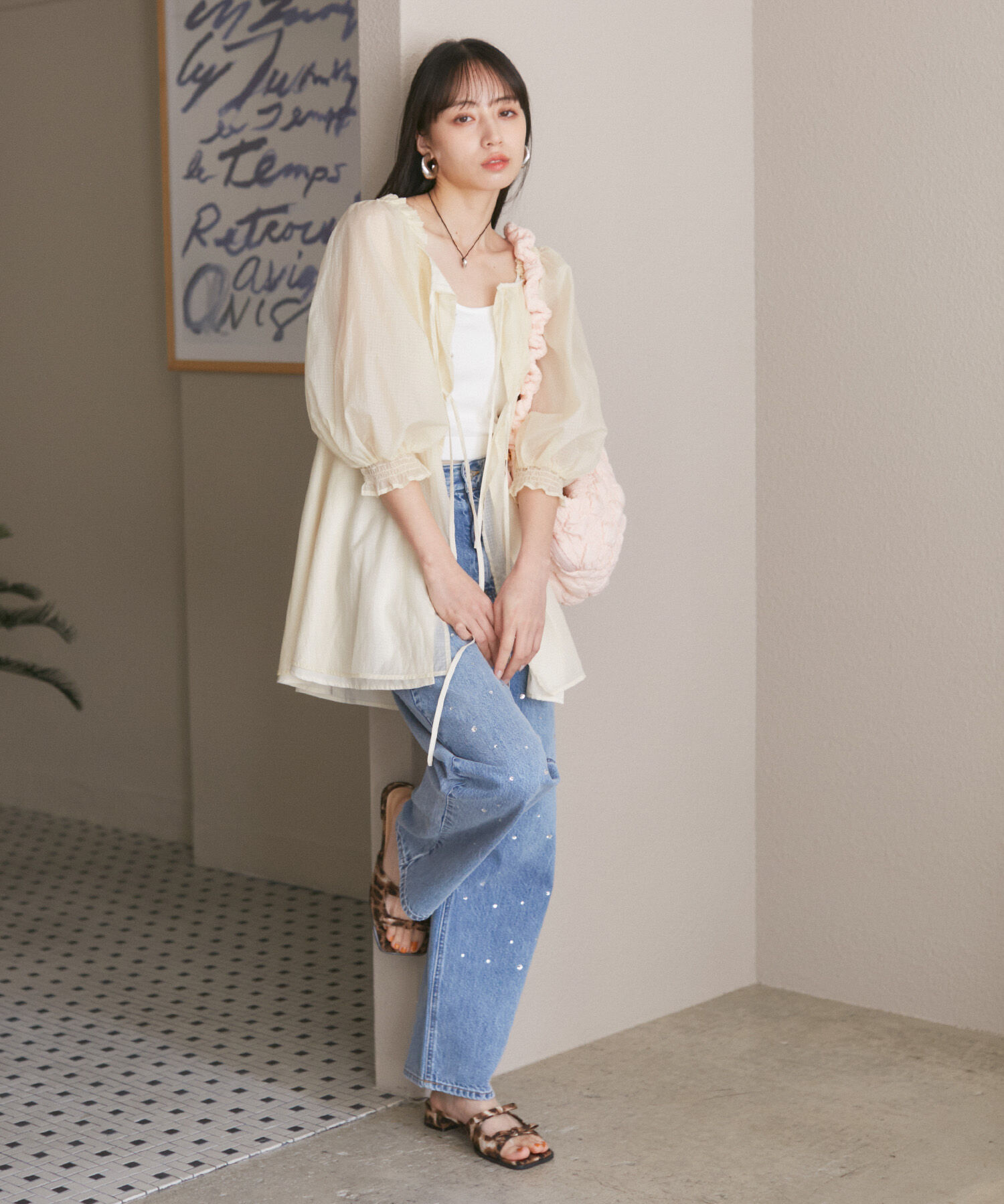 VIS「パフスリーブナイロンチュニックブラウス」|シャツ・ブラウス|