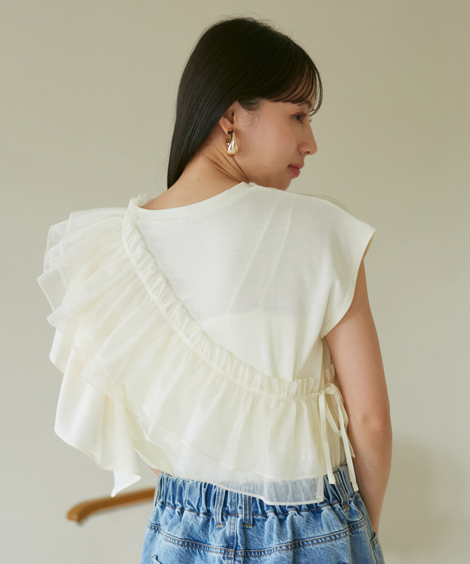 VIS「【SET】サッシュ付きフリルドッキングプルオーバー」|Tシャツ・カットソー|