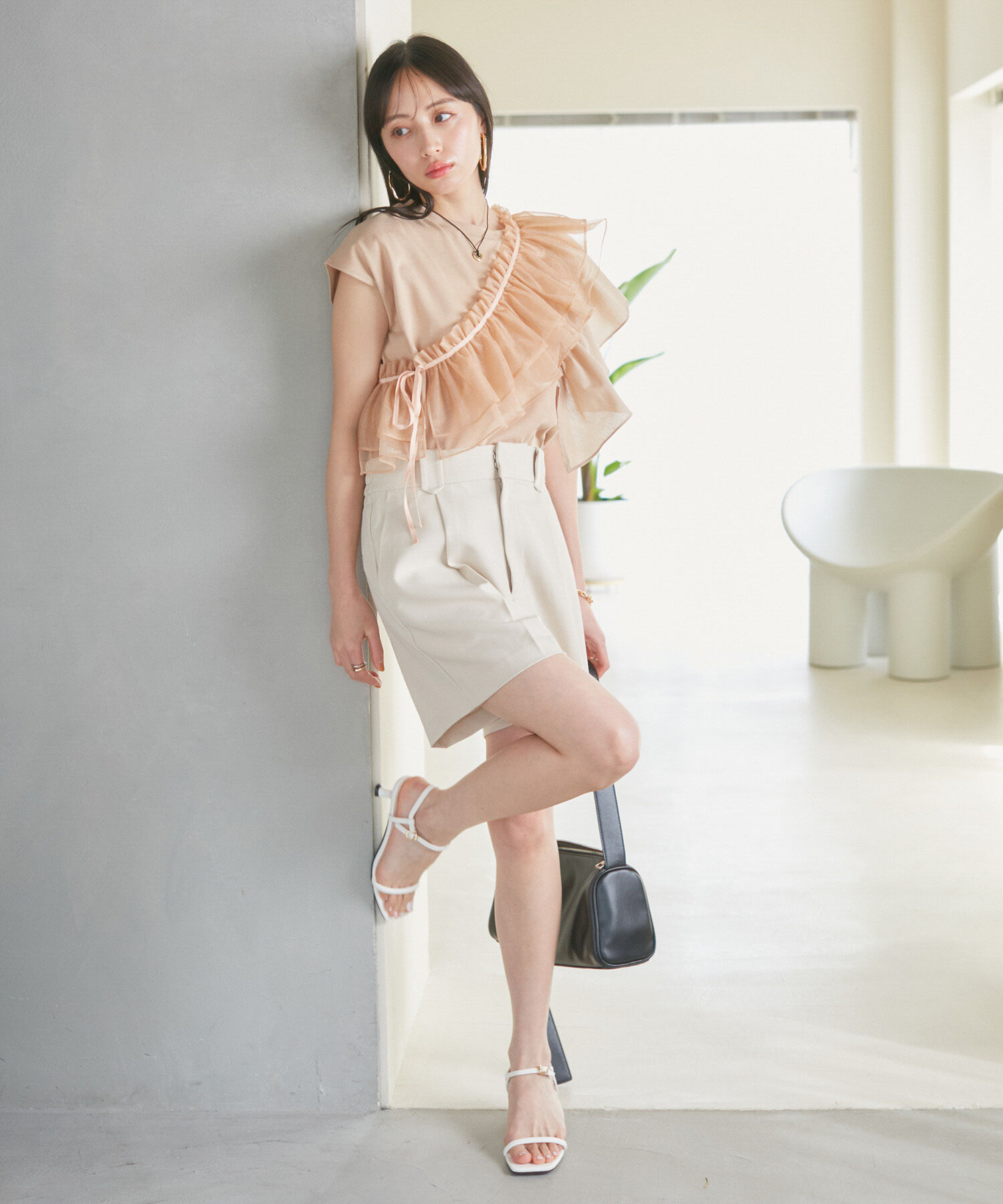 VIS「【SET】サッシュ付きフリルドッキングプルオーバー」|Tシャツ・カットソー|