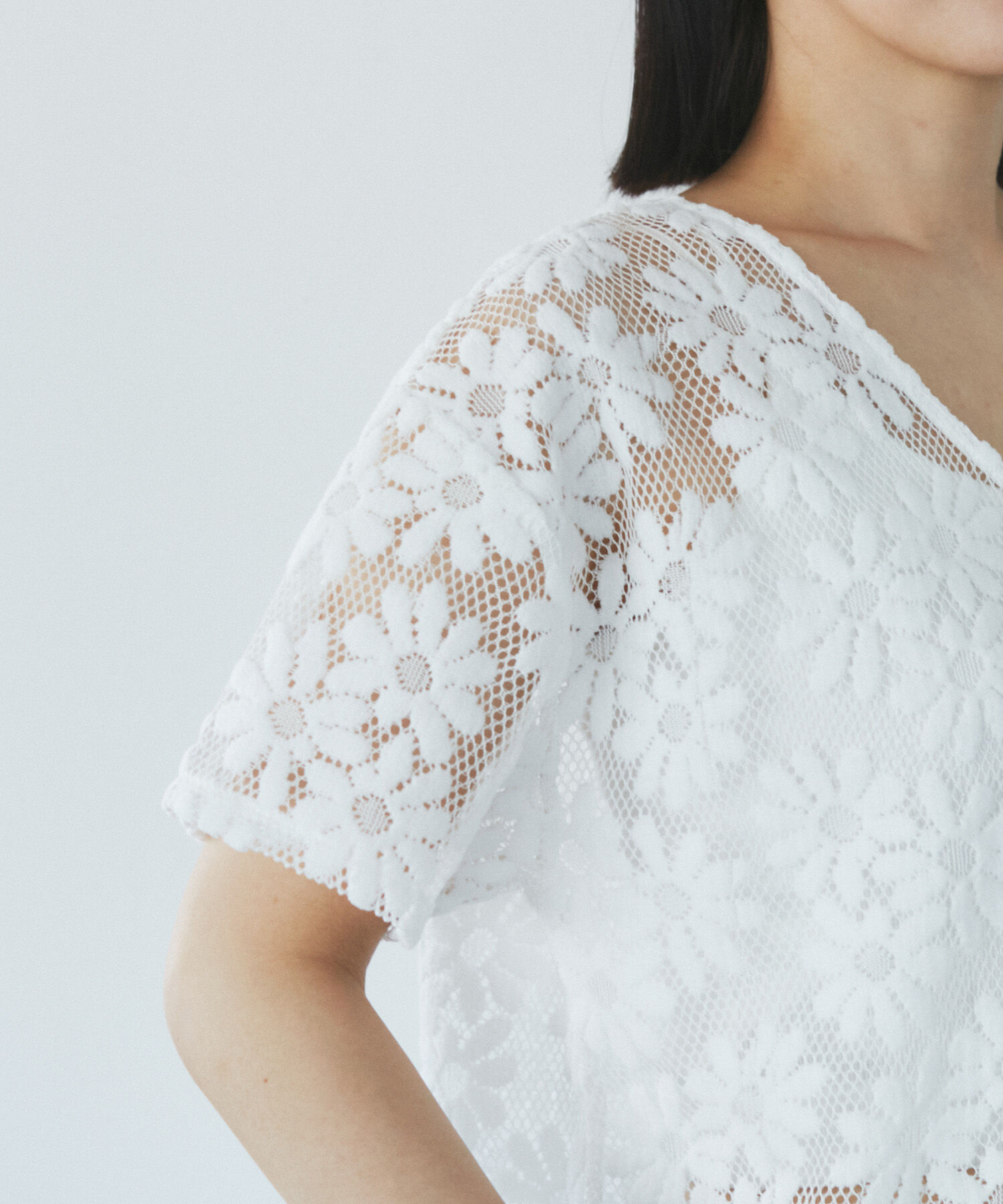 VIS「【前後2WAY】フラワーレースブラウス【洗える】」|シャツ・ブラウス|