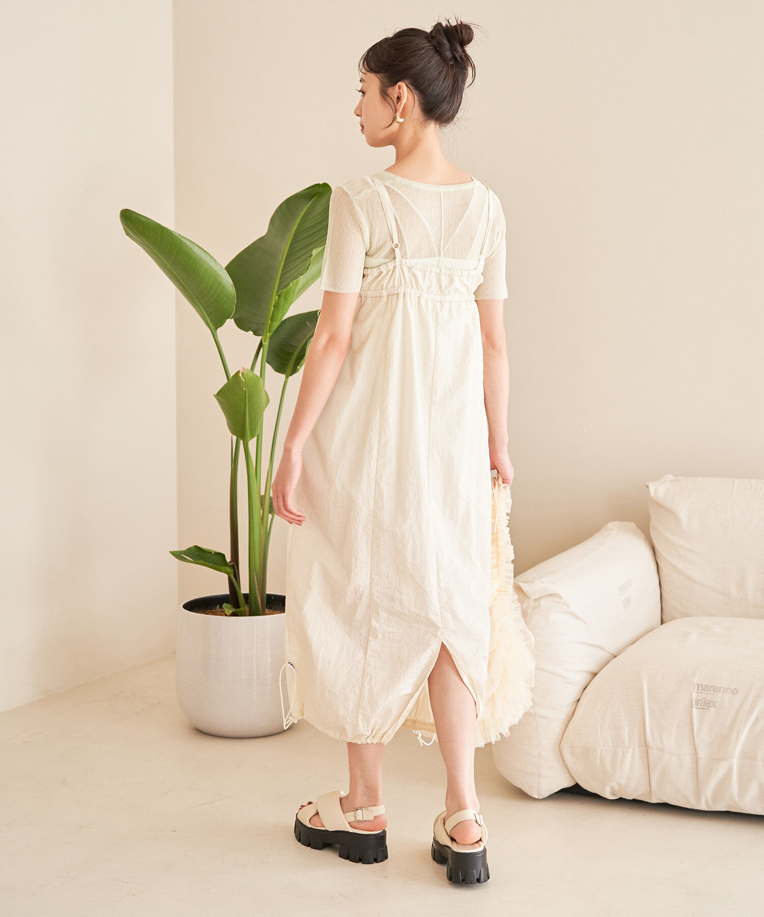 VIS「【Lottoコラボ】ナイロンバルーンキャミワンピース」|ワンピース|