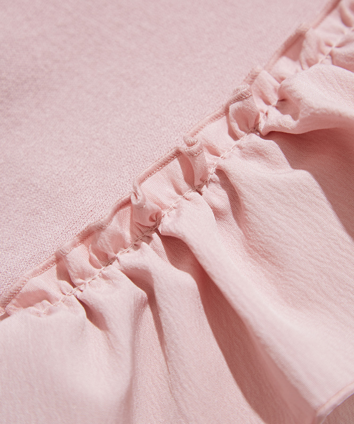 VIS「【洗える】異素材ドッキングフリルニットプルオーバー」|Tシャツ・カットソー|