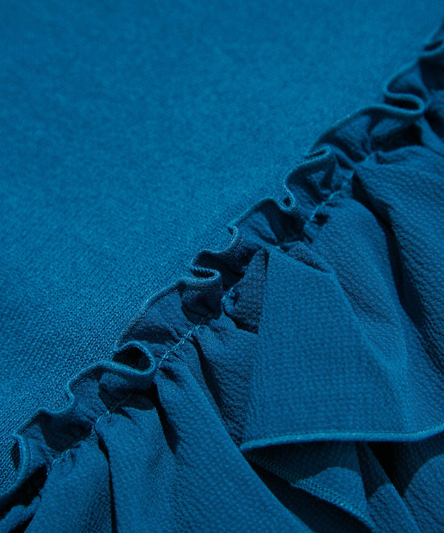 VIS「【洗える】異素材ドッキングフリルニットプルオーバー」|Tシャツ・カットソー|