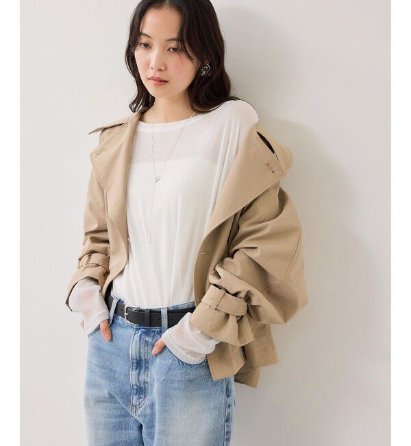 VIS「ラメメッシュスリーブ切り替えシアーロンT」|Tシャツ・カットソー|