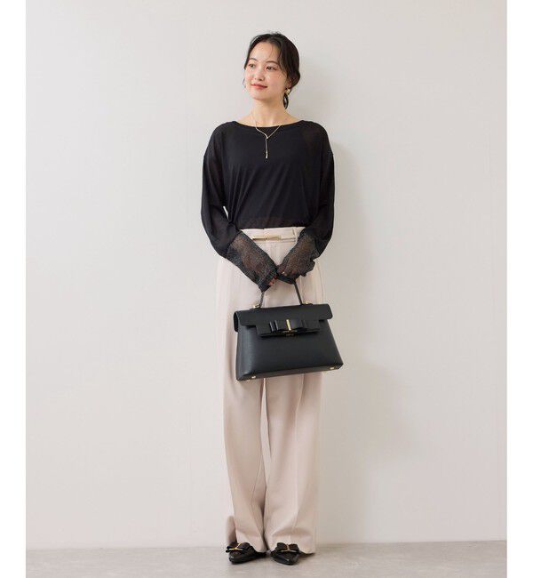 VIS「ラメメッシュスリーブ切り替えシアーロンT」|Tシャツ・カットソー|