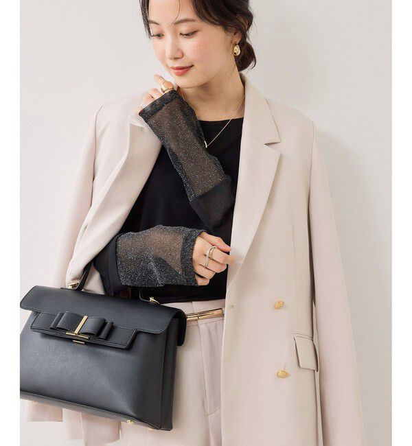 VIS「ラメメッシュスリーブ切り替えシアーロンT」|Tシャツ・カットソー|