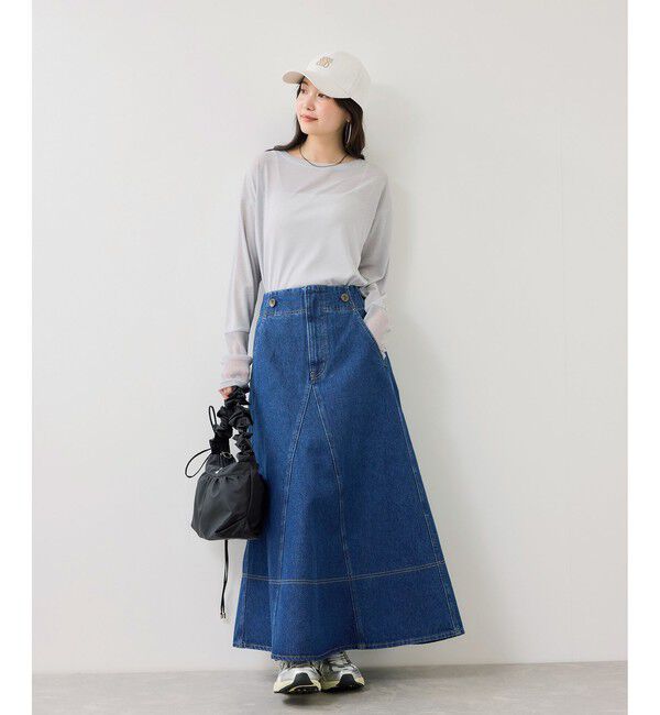 VIS「ラメメッシュスリーブ切り替えシアーロンT」|Tシャツ・カットソー|