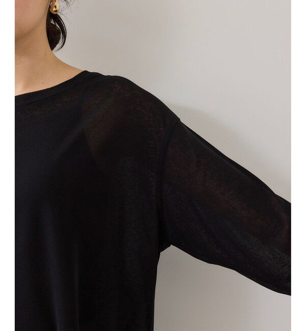 VIS「ラメメッシュスリーブ切り替えシアーロンT」|Tシャツ・カットソー|