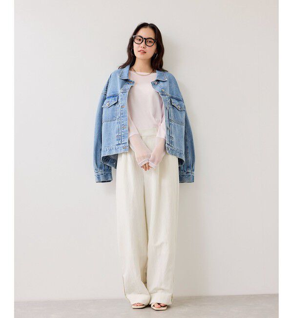 VIS「ラメメッシュスリーブ切り替えシアーロンT」|Tシャツ・カットソー|