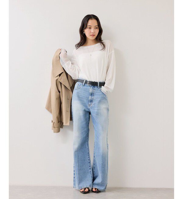 VIS「ラメメッシュスリーブ切り替えシアーロンT」|Tシャツ・カットソー|