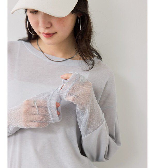 VIS「ラメメッシュスリーブ切り替えシアーロンT」|Tシャツ・カットソー|ライトグレー(08)