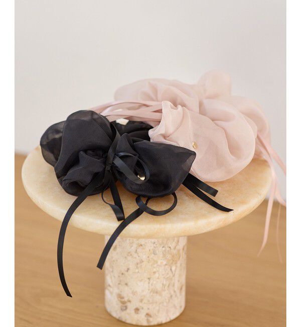 VIS「シフォンリボンシュシュ」|ヘアゴム・シュシュ|ブラック(01)