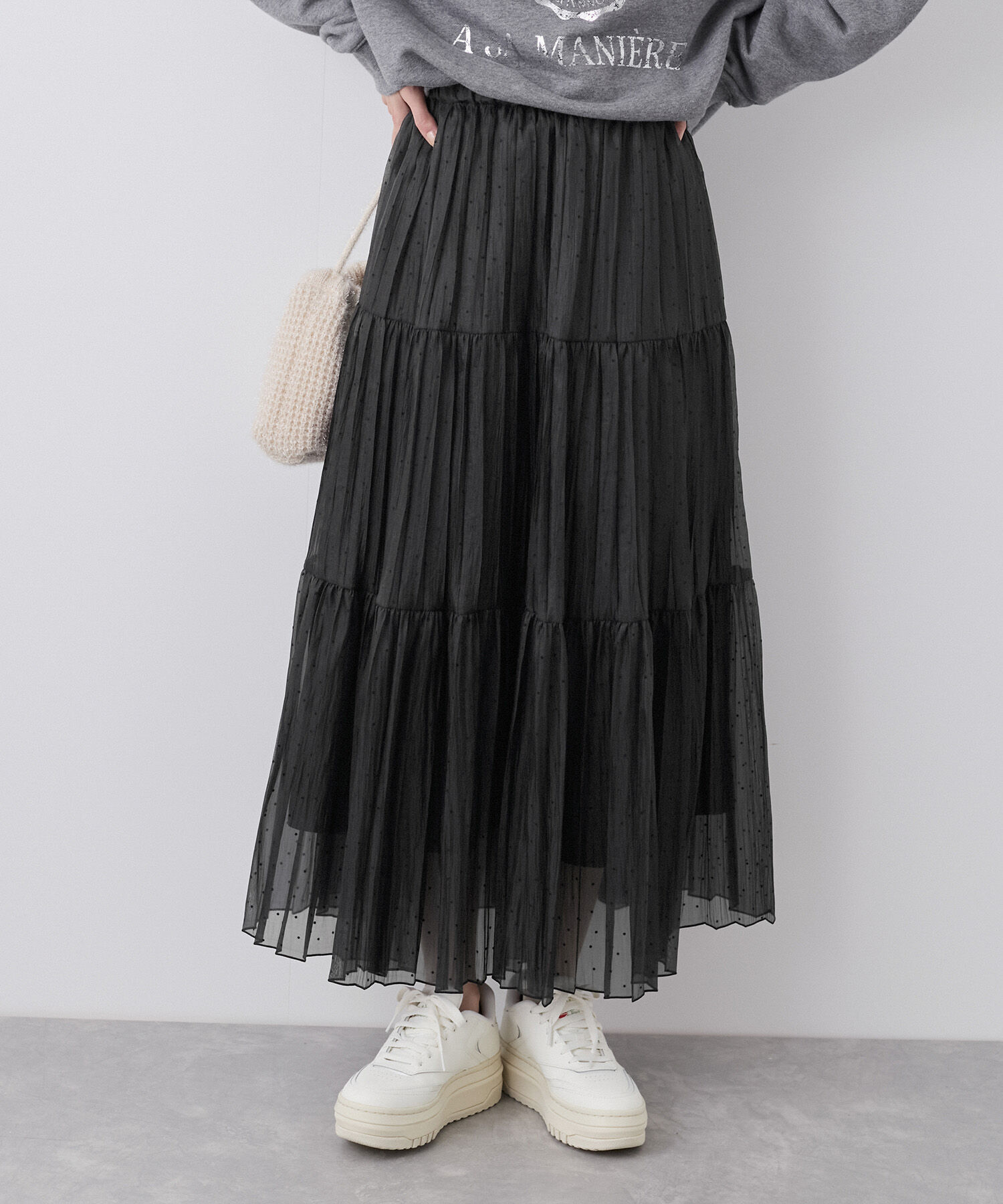 Rope&rsquo;Picnic「着丈が選べるペーパーライクドットティアードスカート」|スカート|