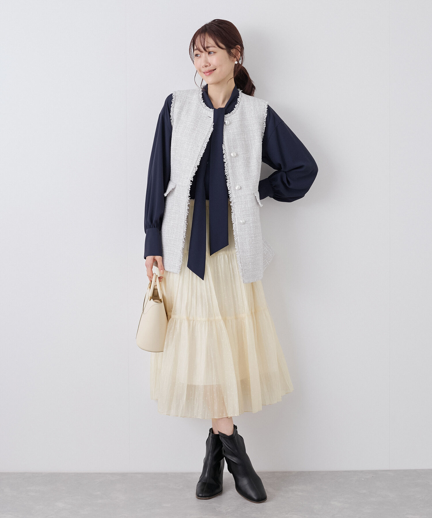 Rope&rsquo;Picnic「着丈が選べるペーパーライクドットティアードスカート」|スカート|