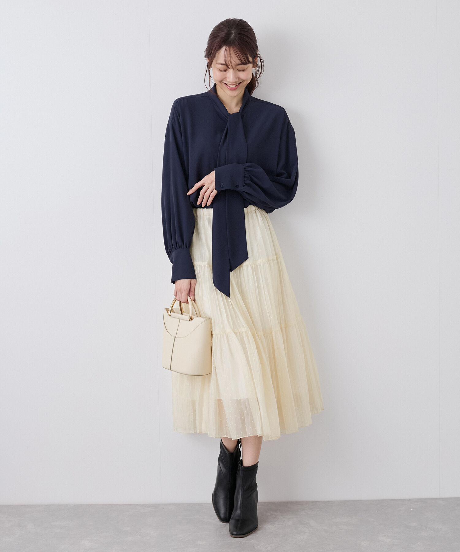 Rope&rsquo;Picnic「着丈が選べるペーパーライクドットティアードスカート」|スカート|