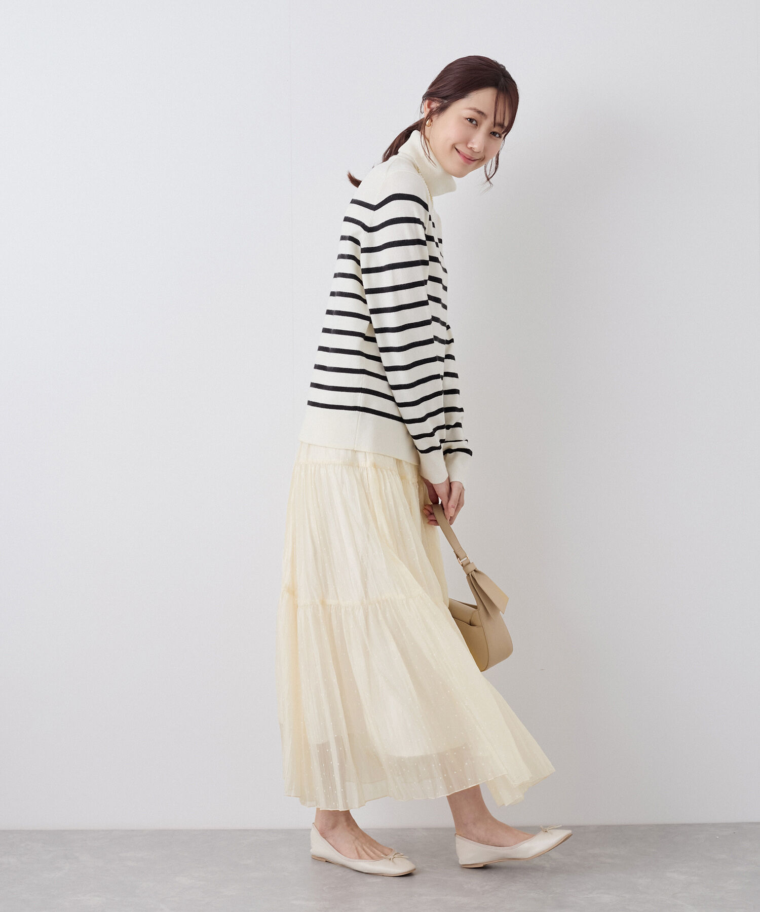 Rope&rsquo;Picnic「着丈が選べるペーパーライクドットティアードスカート」|スカート|