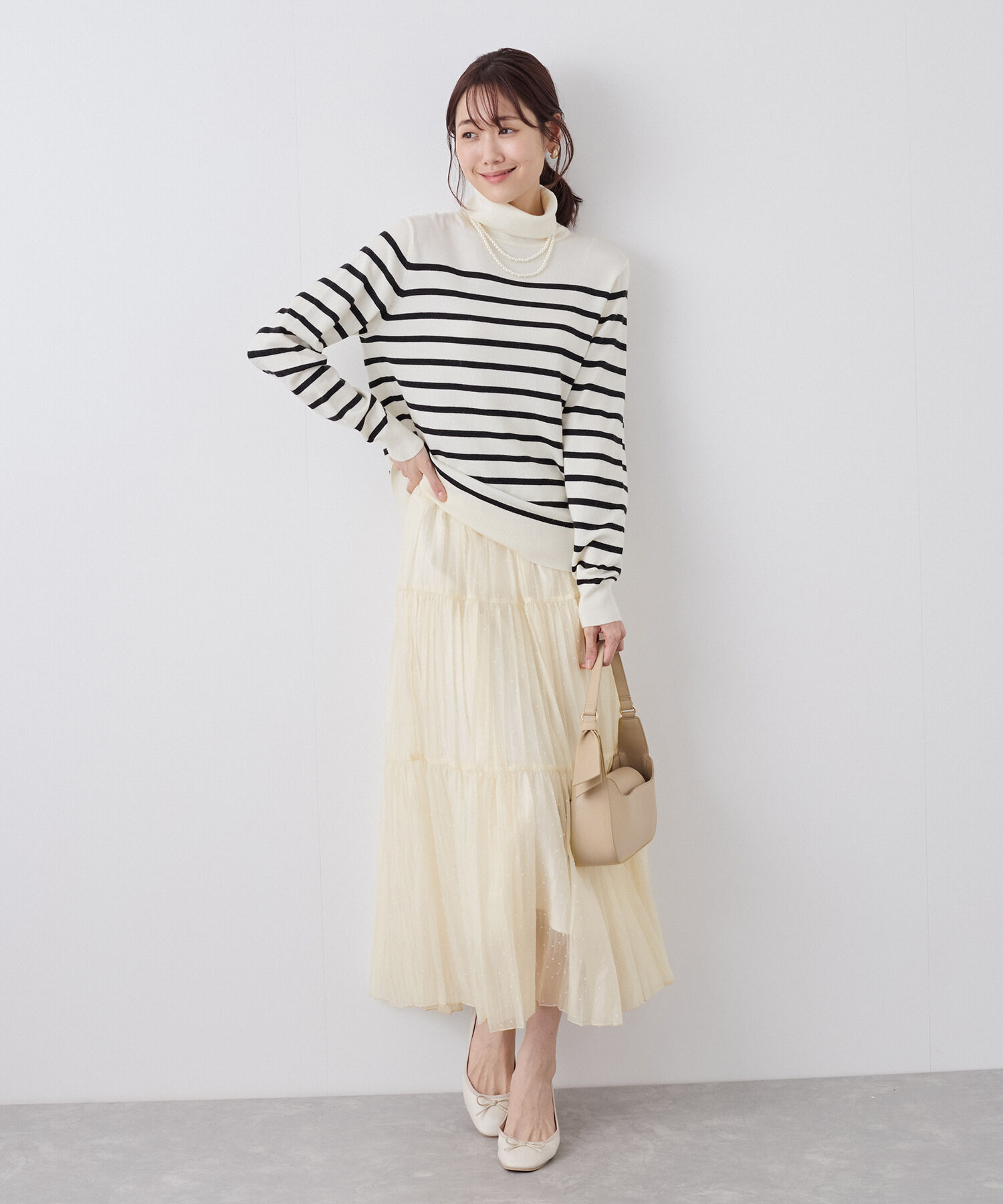 Rope&rsquo;Picnic「着丈が選べるペーパーライクドットティアードスカート」|スカート|