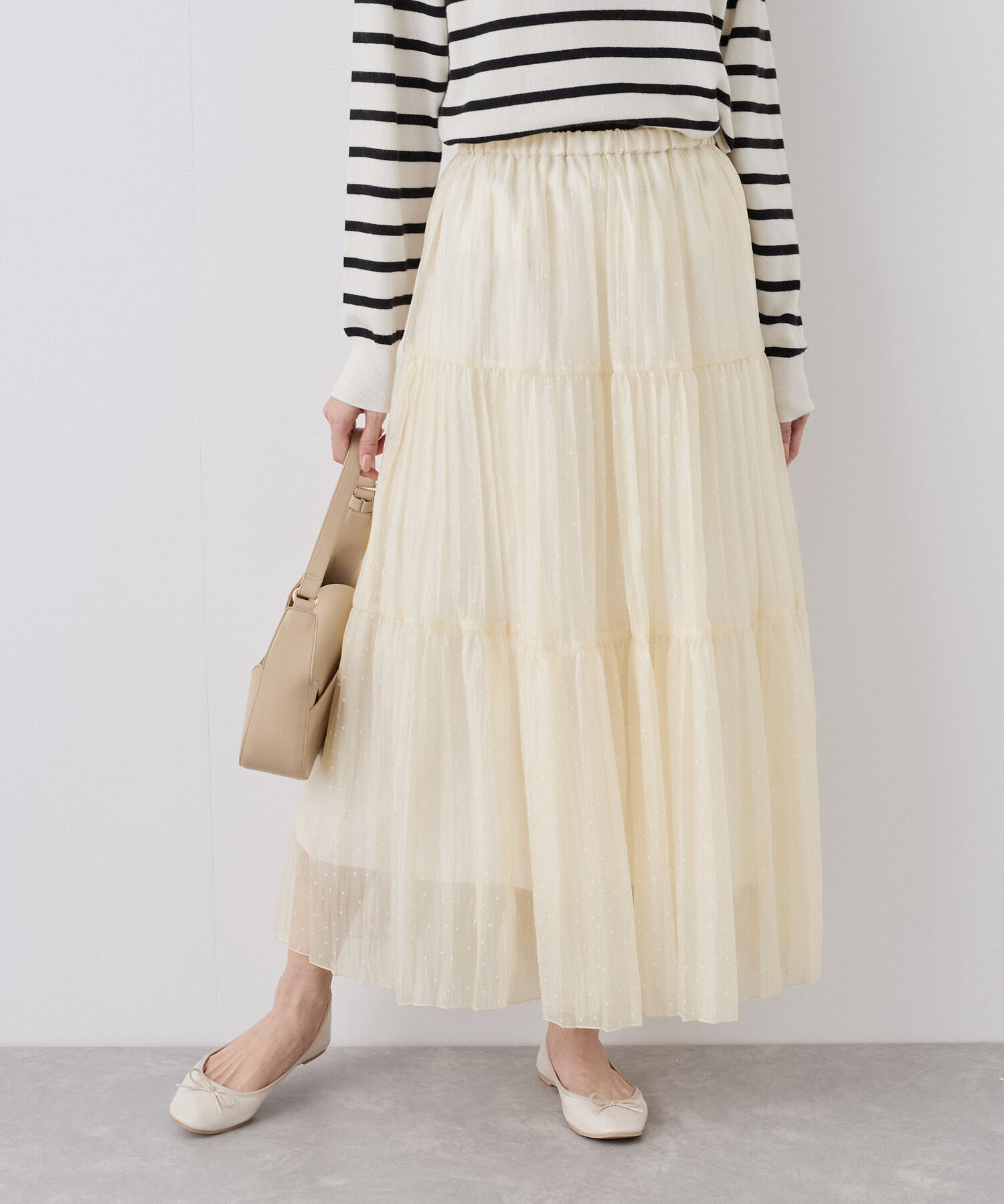 Rope&rsquo;Picnic「着丈が選べるペーパーライクドットティアードスカート」|スカート|