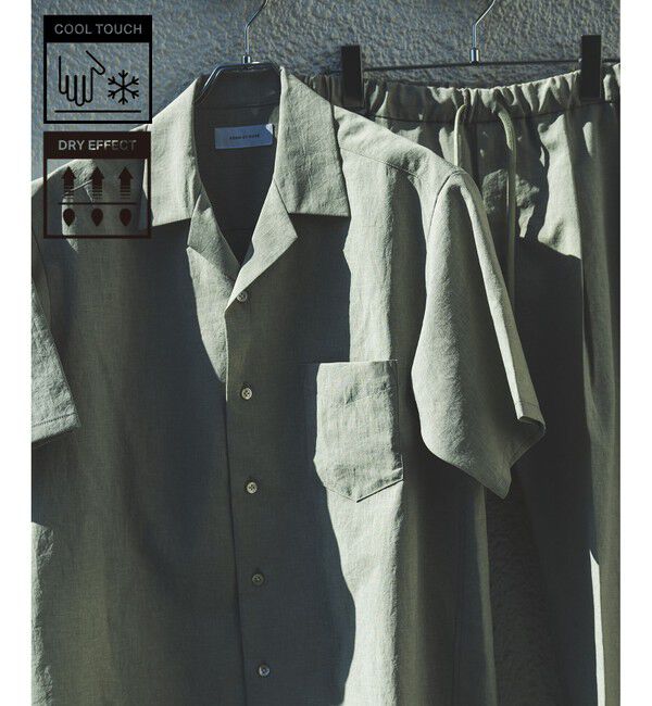 ADAM ET ROPE'「接触冷感【RIRANCHA】セットアップ / オープンカラーシャツ & スラックス」|スーツ|ライトグリン(33)