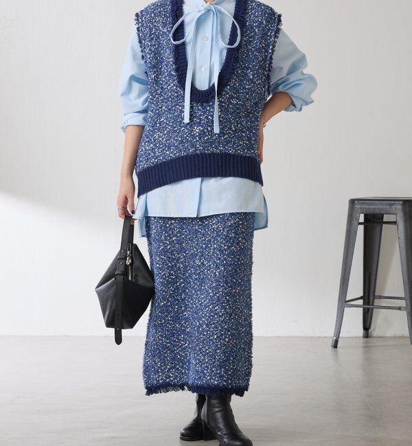  「ツイードライクニットベスト」|ニット・セーター|