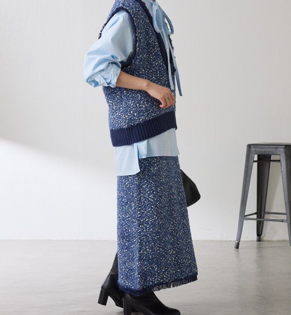  「ツイードライクニットベスト」|ニット・セーター|