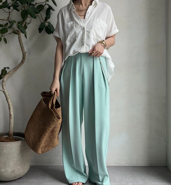  「【WEB限定】リヨセル&times;ジョーゼット切替シャツ」|シャツ・ブラウス|