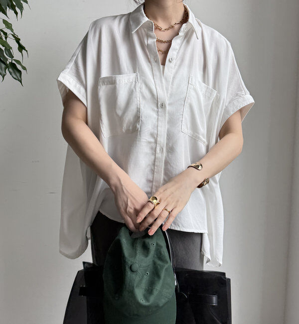  「【WEB限定】リヨセル&times;ジョーゼット切替シャツ」|シャツ・ブラウス|