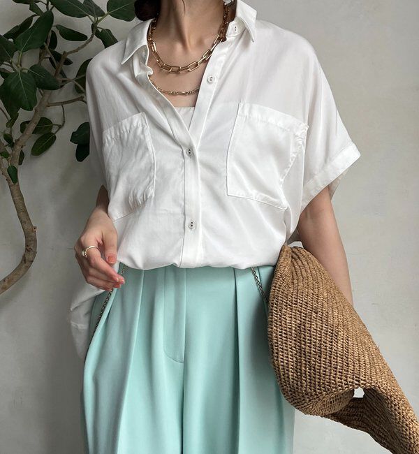  「【WEB限定】リヨセル&times;ジョーゼット切替シャツ」|シャツ・ブラウス|